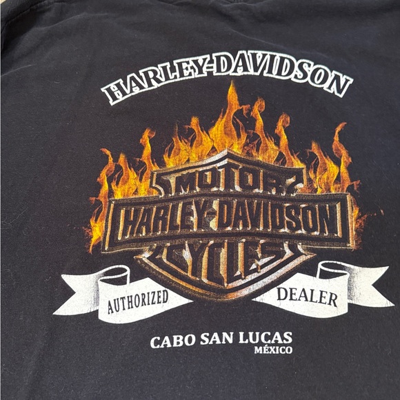 Harley-Davidson Black Long Sleeve Tee Flame Cabo San Lucas Mexico orange black - Picture 2 of 7